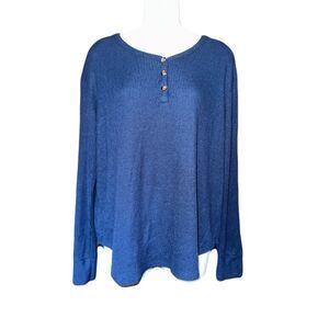 Koolaburra by Ugg Navy Blue Rib Knit Top Small Cozy Loungewear